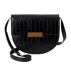 Scoop black croc shoulder purse
